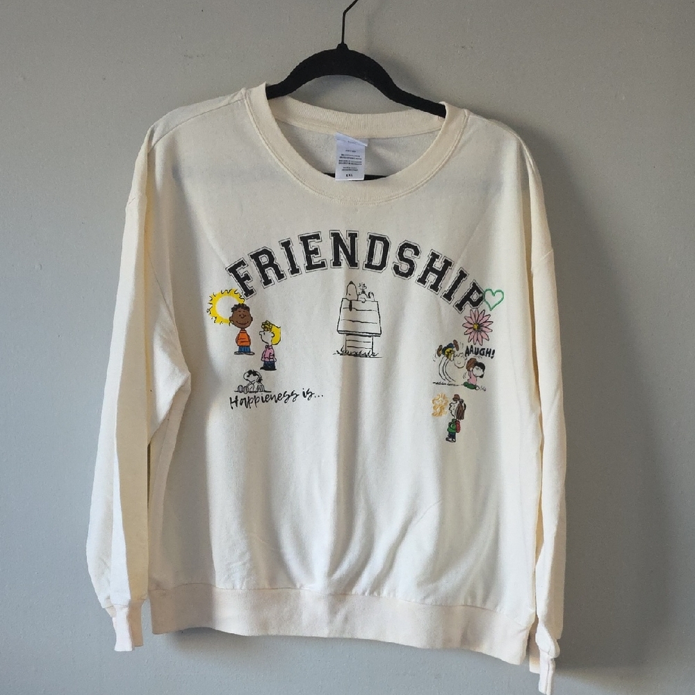 Peanuts Cream Friendship Graphic Women's Sweater Size 2X